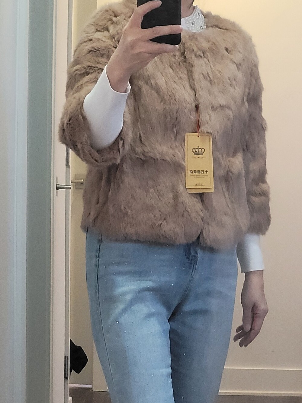 Genuine Rabbit Fur Short Cardigan - Picture 7 of 7
